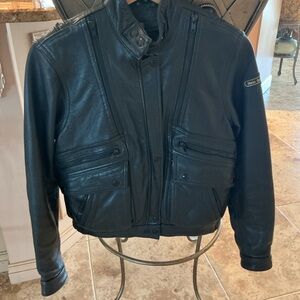 Hein Gericke Leather Motorcycle Jacket Size 36W Black w/Removable Liner